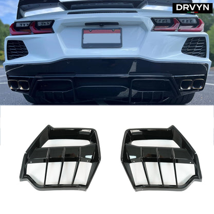 For 2020-2025 Corvette C8 Z51 E-Ray AC Style Gloss Black Rear Shark Fin Diffuser