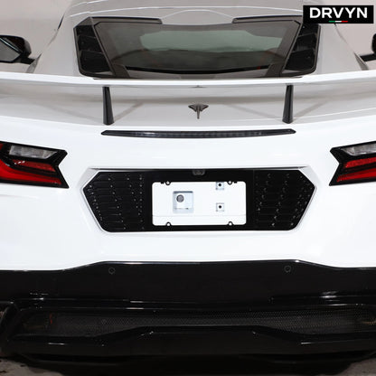 For 20-26 Corvette C8 Z51 Z06 Gloss Black Rear License Plate Frame Holder Panel