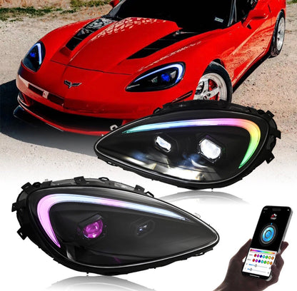 RGB C7 Style LED Headlights for Chevrolet Corvette C6 (2005–2013)