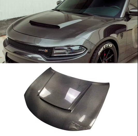 Dodge Charger – Full Carbon Fiber SRT Demon Style Single Vent Hood (2015–2023)