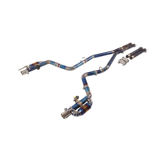 DRVYN Titanium Valved Straight Pipe Exhaust with Resonators for Dodge Challenger Hellcat 6.2L Supercharged