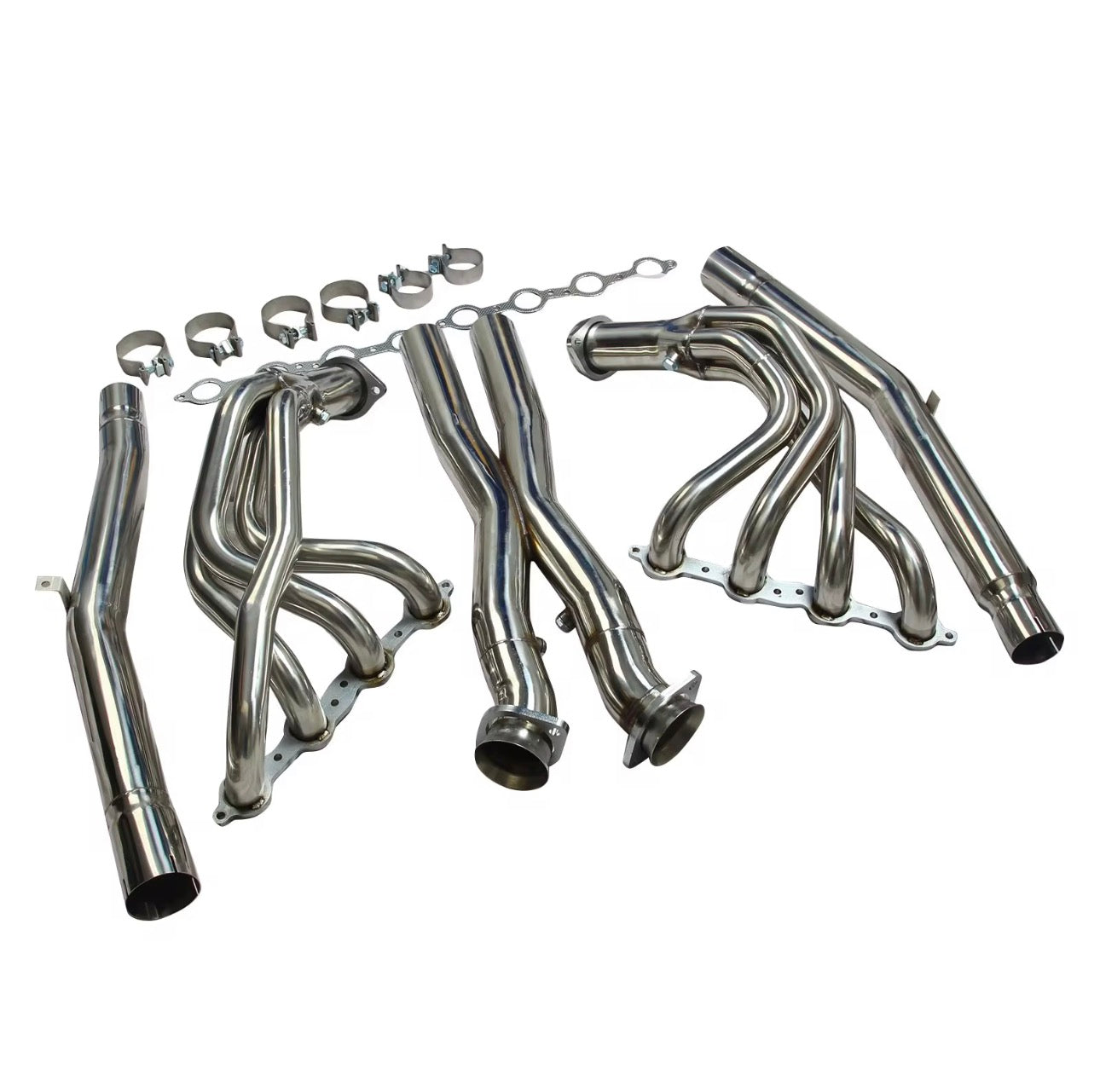 DRVYN Stainless Steel Headers with Crossover X-Pipe & Exhaust Extension Pipes for Corvette C6 Z06 (2005)