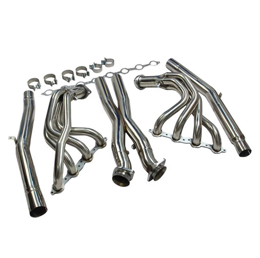 DRVYN Stainless Steel Headers with Crossover X-Pipe & Exhaust Extension Pipes for Corvette C6 Z06 (2005)