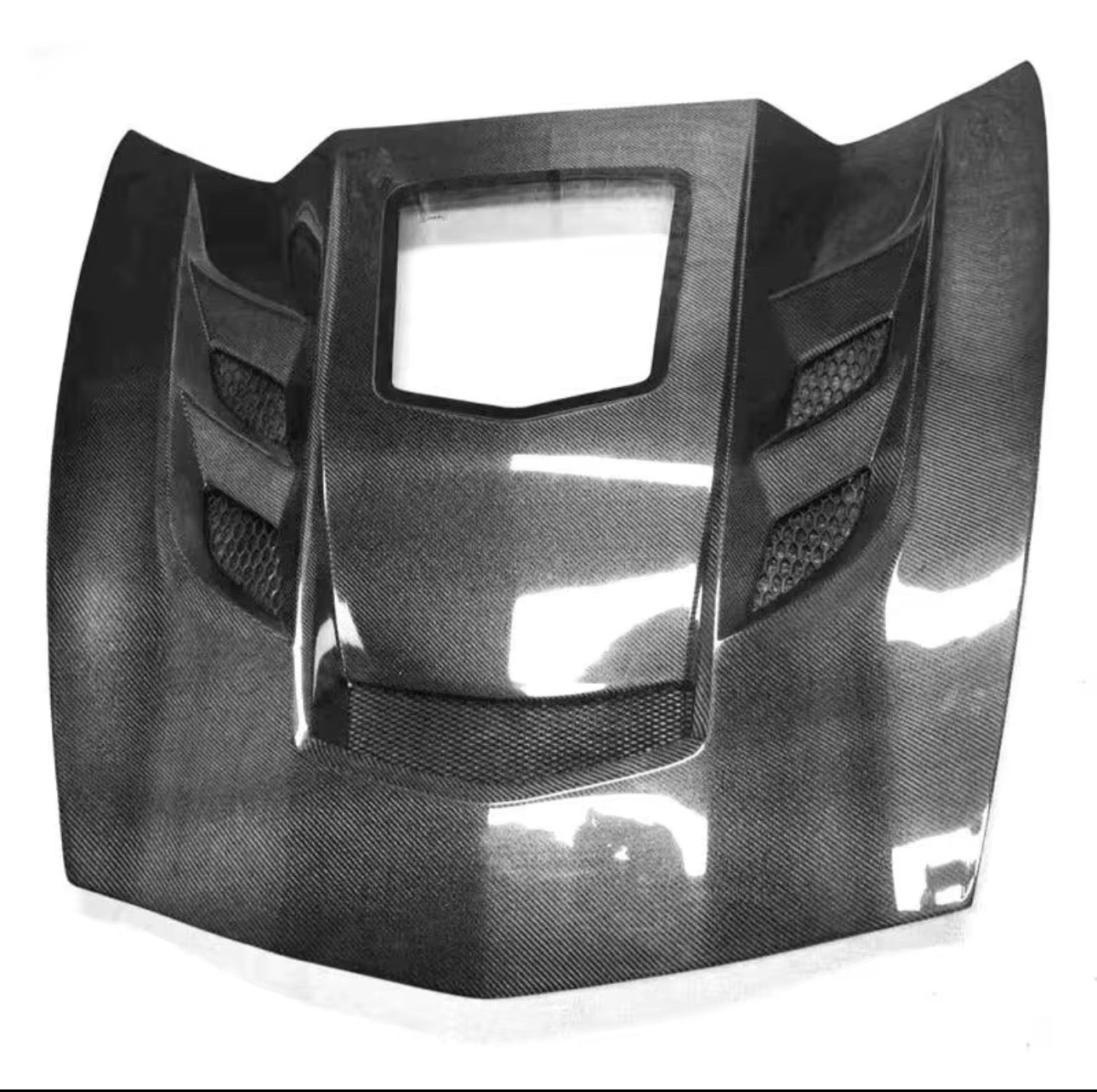 2014–2019 Corvette C7 Full Carbon Fiber Vented Hood – Tempered Glass Window Design