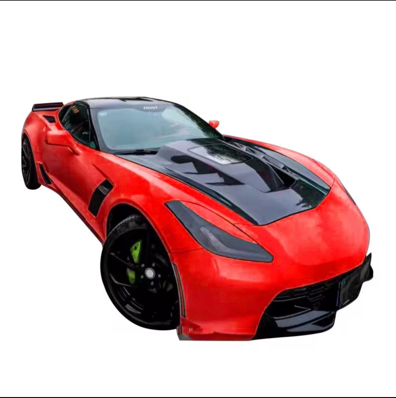 2014–2019 Corvette C7 Full Carbon Fiber Vented Hood – Tempered Glass Window Design