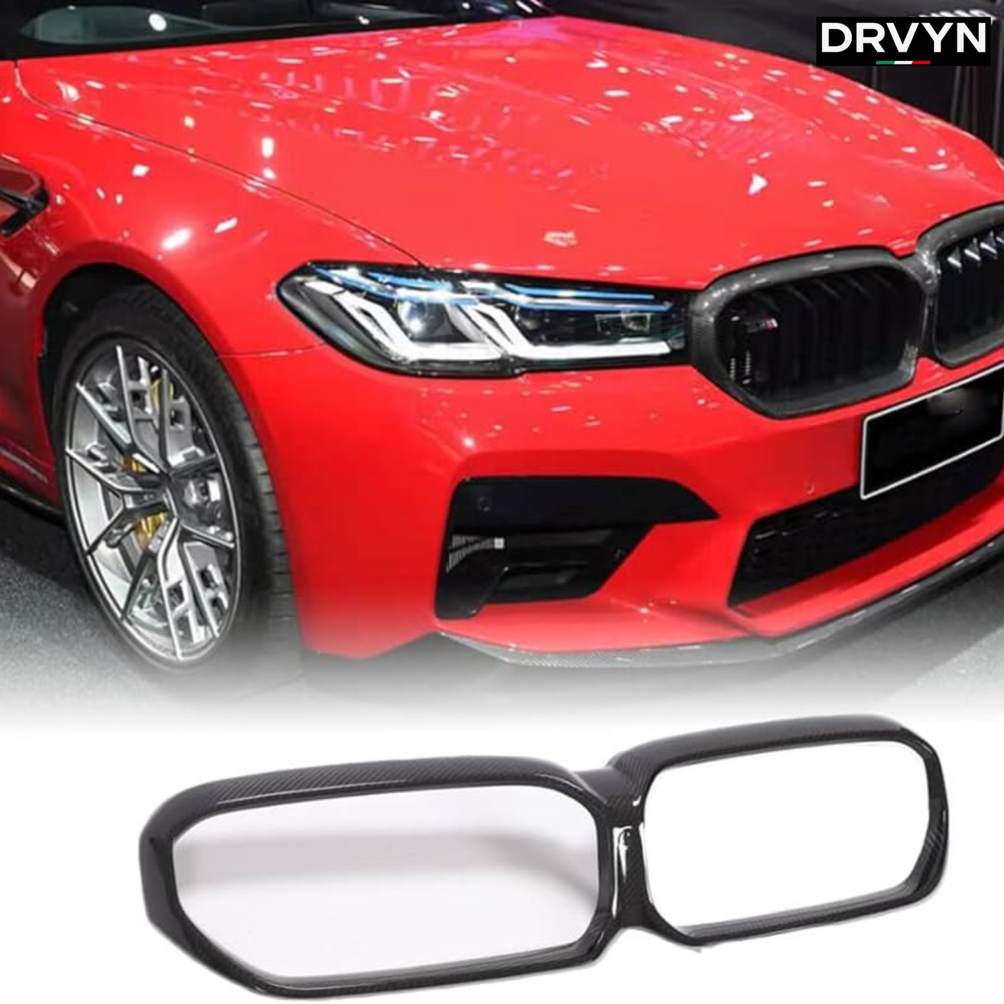 2021-23 DRVYN BMW F90 M5 REAL CARBON FIBER GRILL GRILLE GARNISH INSERT TRIM COVER