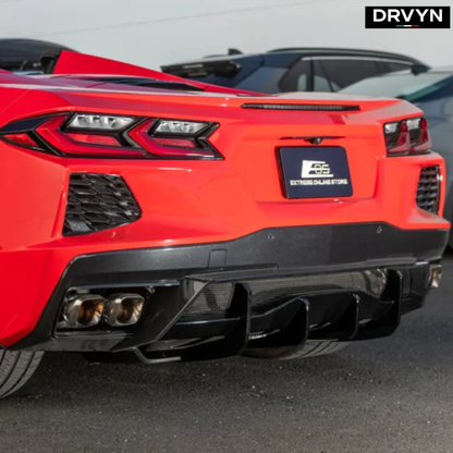 For 2020-26 Corvette C8 Z51 STG 3 Add-On Real Carbon Fiber Rear Bumper Diffuser: