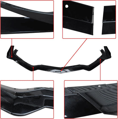 DRVYN 20-25 Corvette C8 Z51 Z07 Canard Style Gloss Black Front Bumper Lip Splitter